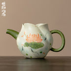 Tangerine Green Hand-Painted Lotus & Fish Petal Fairness Pitcher — view 2