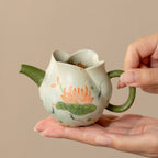 Tangerine Green Hand-Painted Lotus & Fish Petal Fairness Pitcher — view 3