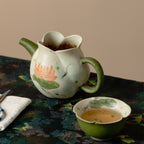 Tangerine Green Hand-Painted Lotus & Fish Petal Fairness Pitcher — view 5