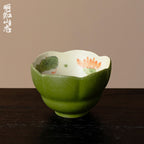 Tangerine Green Hand-Painted Lotus & Fish Withered Lotus Tasting Cup — view 2