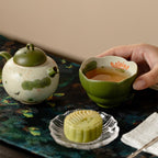 Tangerine Green Hand-Painted Lotus & Fish Withered Lotus Tasting Cup — view 4