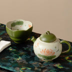 Tangerine Green Hand-Painted Lotus & Fish Withered Lotus Tasting Cup — view 5