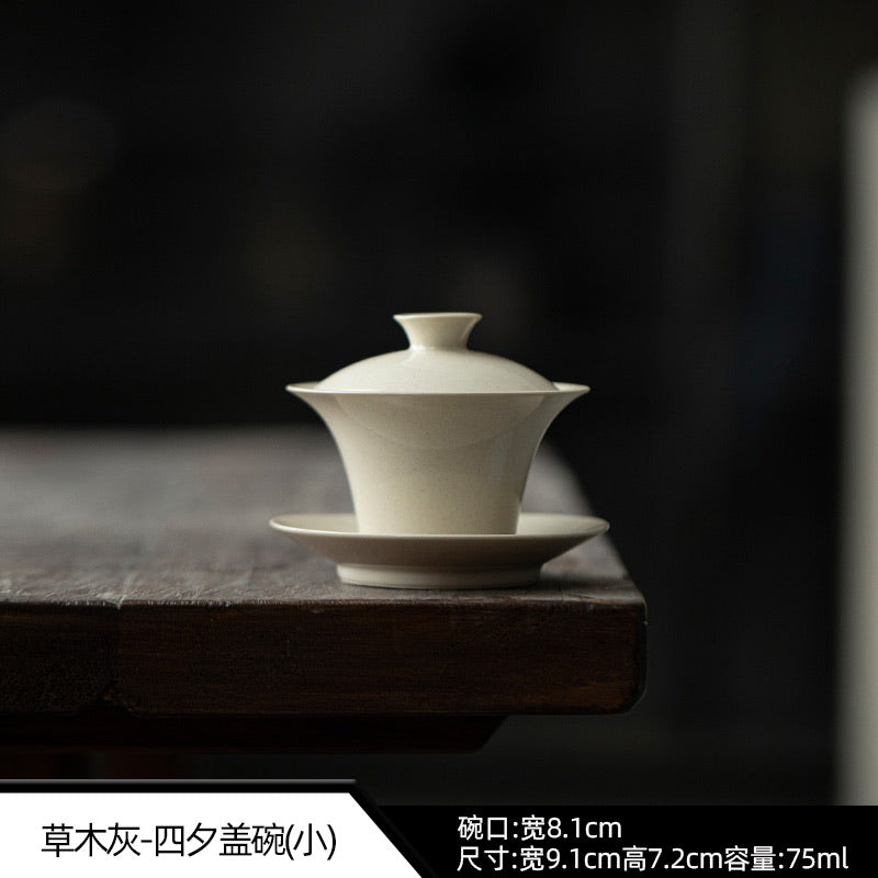Small 75 ml Wood Ash Four-Sunset Gaiwan dimensions