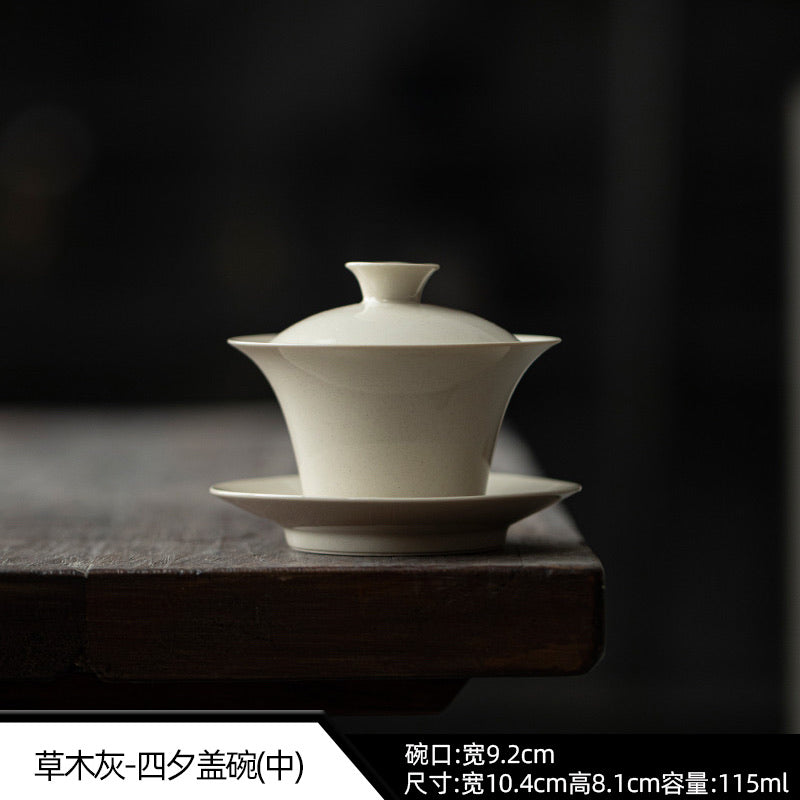Medium 115 ml Wood Ash Four-Sunset Gaiwan dimensions