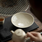 Wood Ash Harvest Tea Snack Plate with raised botanical relief