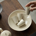 Wood Ash Harvest Tea Snack Plate styled with tasting cups